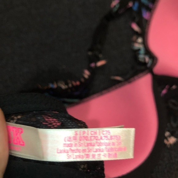 PINK Victoria’s Secret Lace Black & Multi Colored Bralette Size Small - Picture 9 of 9